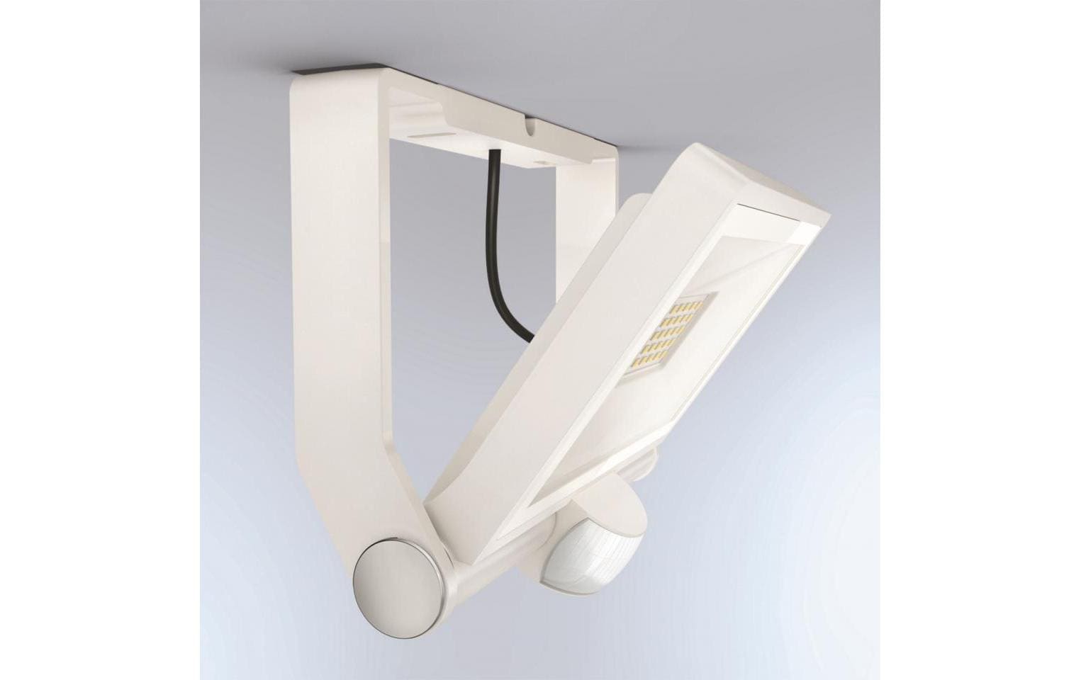 STEINEL Aussenwandleuchte – Warmweiss – 3000 K – IP44 – Netzbetrieb – mit Bewegungsmelder – Weiss – Aluminium