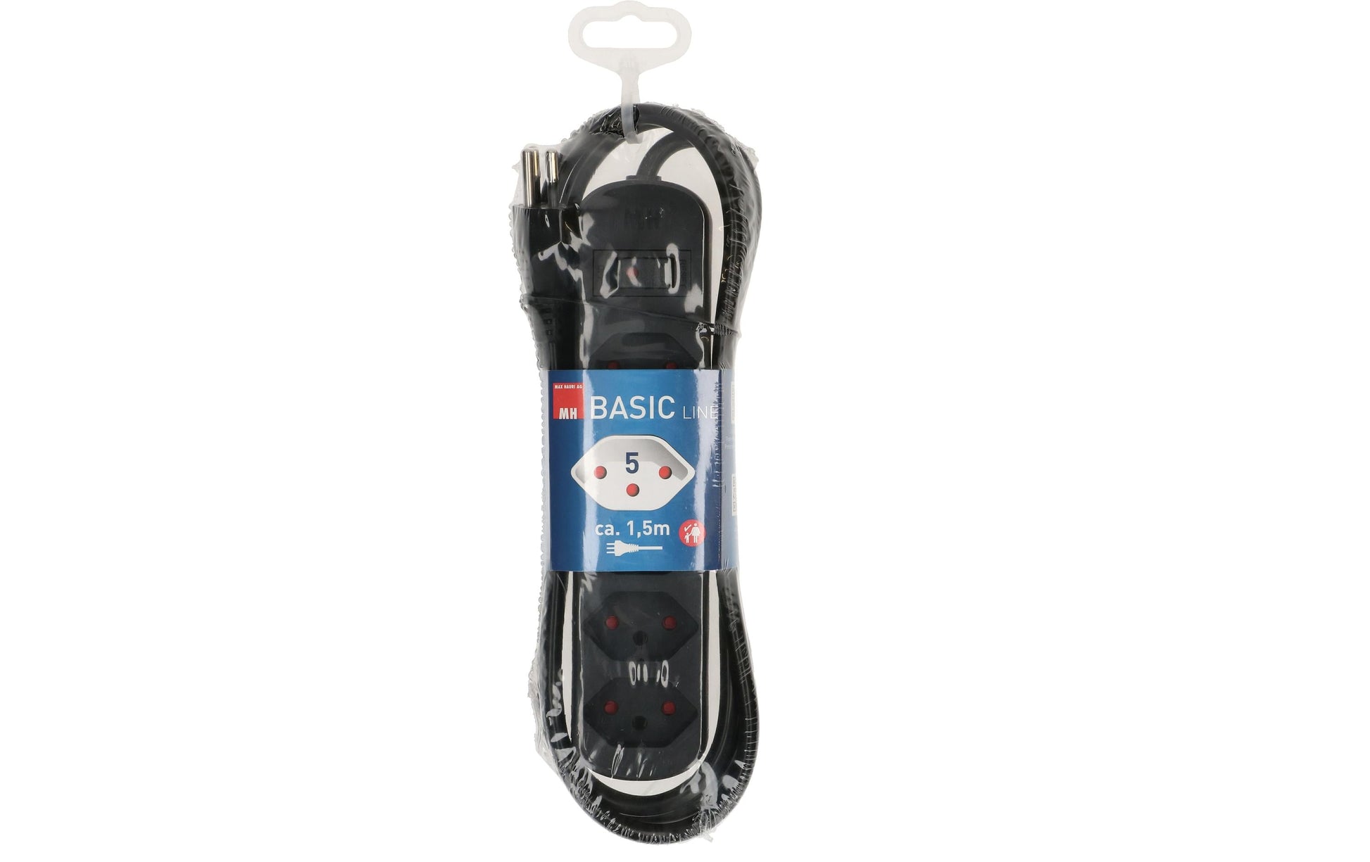 Max Hauri AG Max Hauri Basic-Line Steckdosenleiste, 5×T13, mit Schalter, 1,5 m, Kinderschutz, Überstromschutz – schwarz