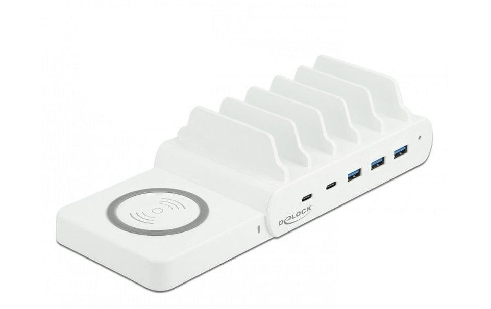 Delock Ladestation 2 × USB-C PD+ 3 × USB-A – Weiss Gehäuse, 6 Geräte gleichzeitig