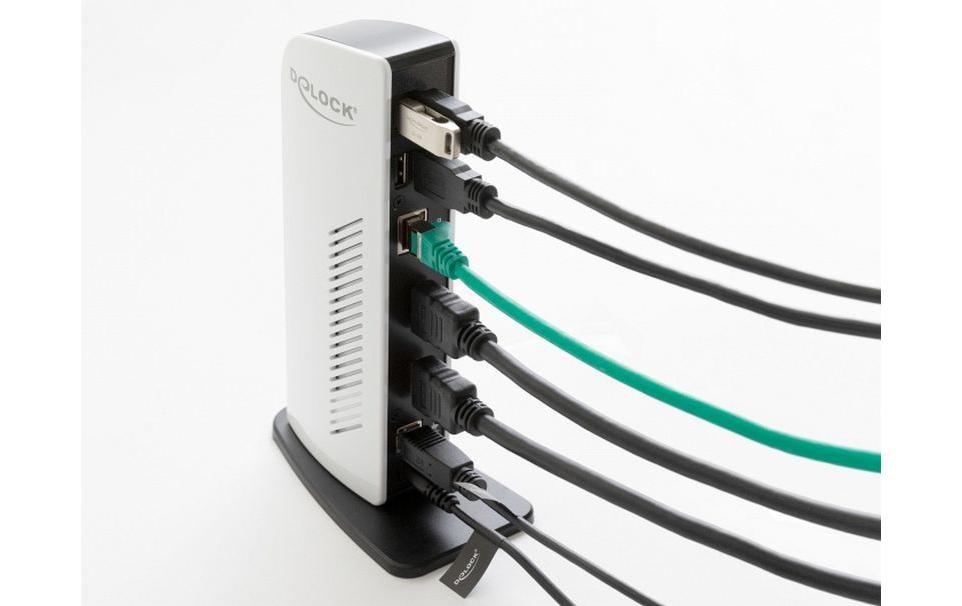 DeLOCK 87771 Dockingstation – USB-A, 2× HDMI, 6× USB-A, GbE, 3,5 mm Audio, für Windows/Mac