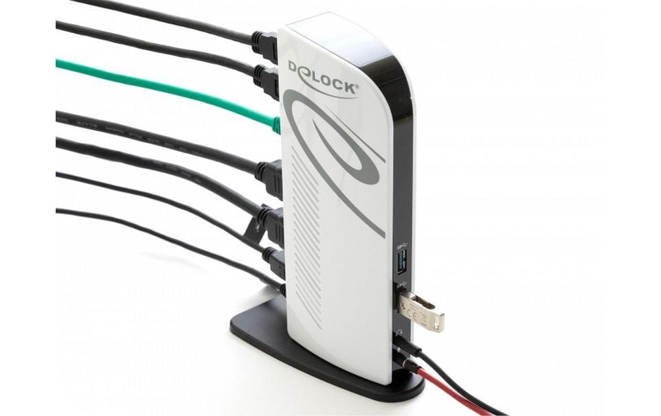 DeLOCK 87771 Dockingstation – USB-A, 2× HDMI, 6× USB-A, GbE, 3,5 mm Audio, für Windows/Mac