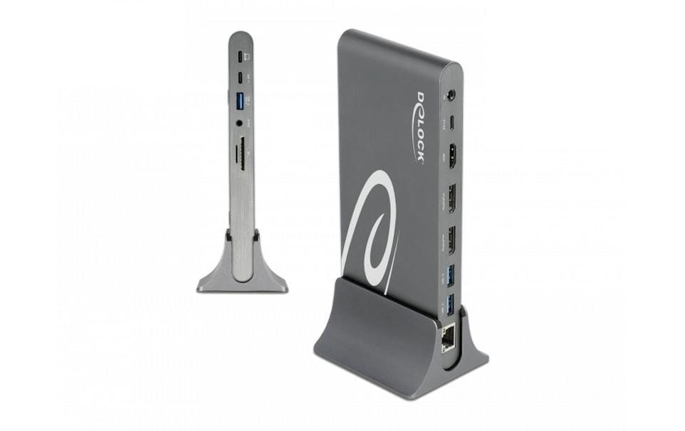 DeLOCK 87772 Dockingstation – Thunderbolt 3, 2× DP, 1× HDMI, 3× USB-A, 2× USB-C, für Windows/Mac/Android