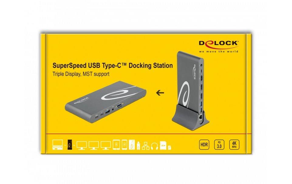 DeLOCK 87772 Dockingstation – Thunderbolt 3, 2× DP, 1× HDMI, 3× USB-A, 2× USB-C, für Windows/Mac/Android