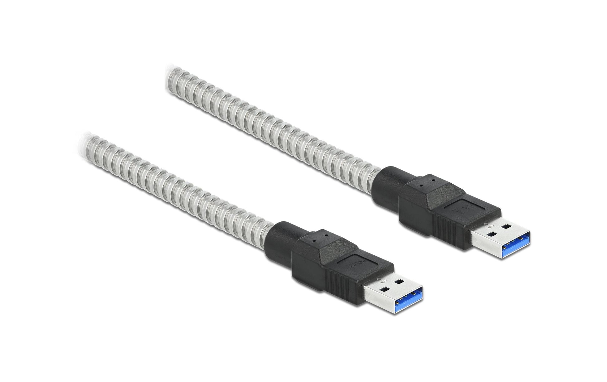DeLOCK USB-A auf USB-A Kabel – USB 3.2 Gen 1 (5 Gbit/s) – 0,5 m – Metallverstärkt – Silber