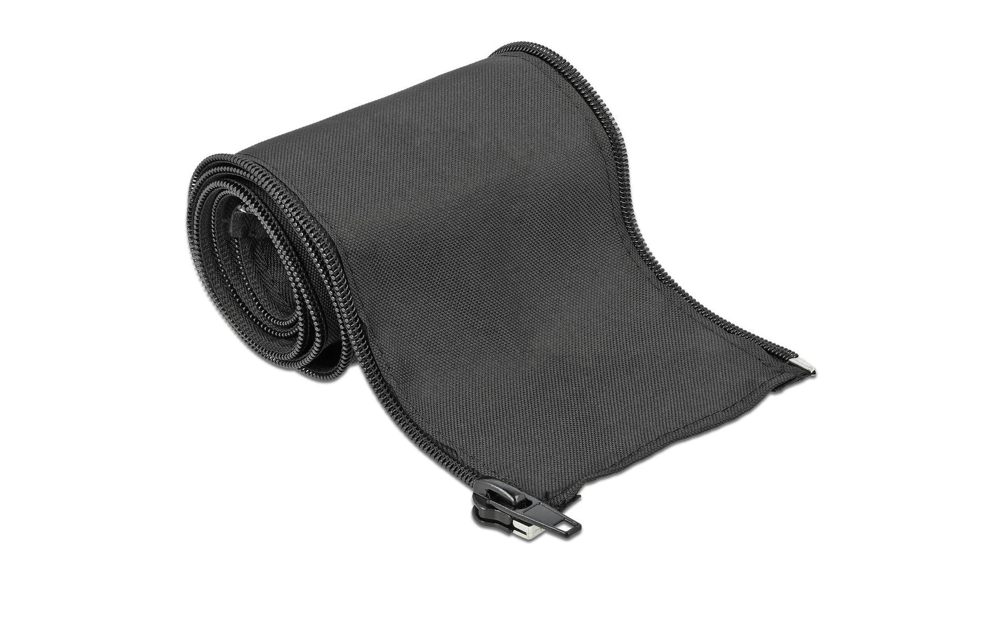 DeLOCK Kabelschlauch, Ø 35 mm × 1 m, Reissverschluss, wiederverwendbar – schwarz