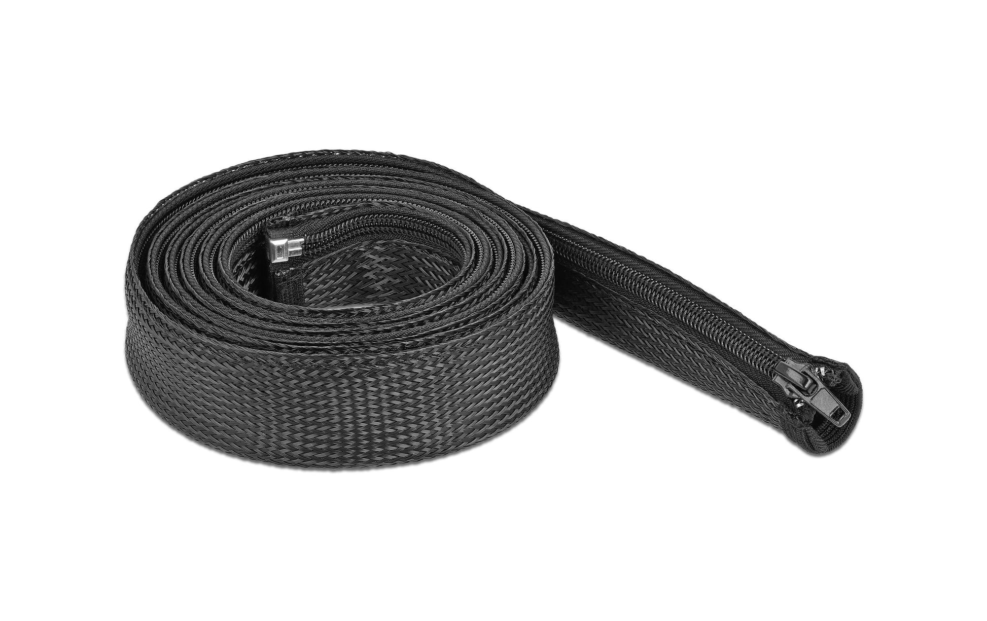 DeLOCK Kabelschlauch, Ø 30 mm × 2 m, Reissverschluss, wiederverwendbar – schwarz