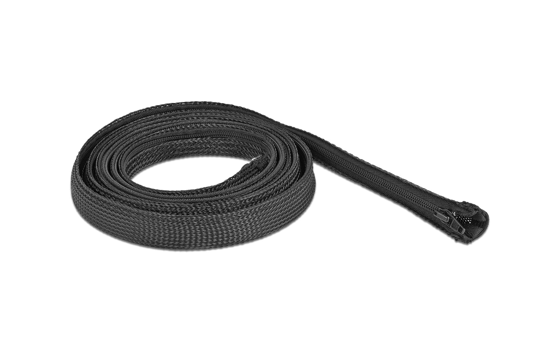 DeLOCK Kabelschlauch, Ø 20 mm × 1 m, Reissverschluss, wiederverwendbar, hitzebeständig – schwarz