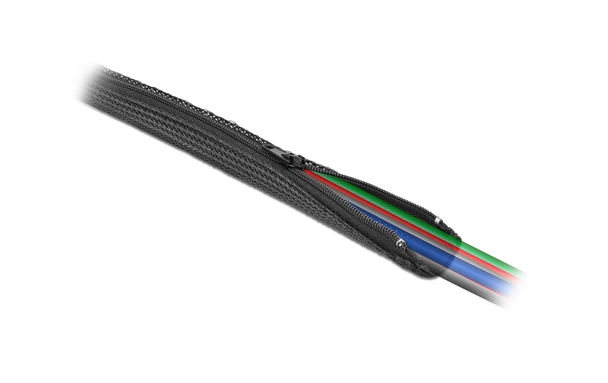 DeLOCK Kabelschlauch, Ø 20 mm × 1 m, Reissverschluss, wiederverwendbar, hitzebeständig – schwarz