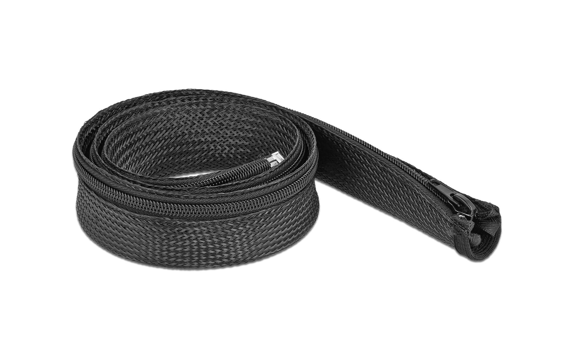 DeLOCK Kabelschlauch, Ø 30 mm × 1 m, Reissverschluss, hitzebeständig, wiederverwendbar – schwarz