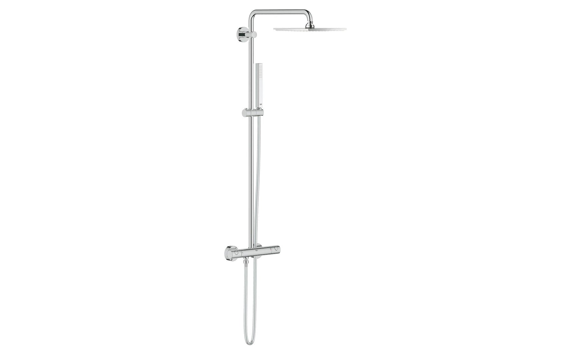GROHE Duschsystem Euphoria – Duschsäule 45 cm, Schlauch 175 cm, Messing/Chrom, Wandmontiert
