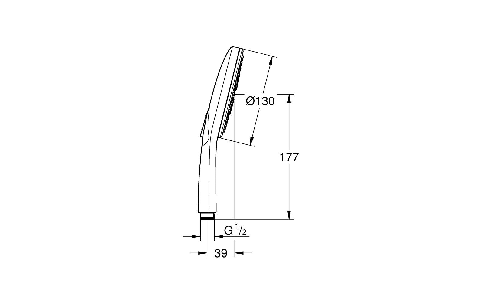 GROHE Handbrause Rainshower 130 – Ø13 cm, Edelstahl, Wandmontiert, Weiss
