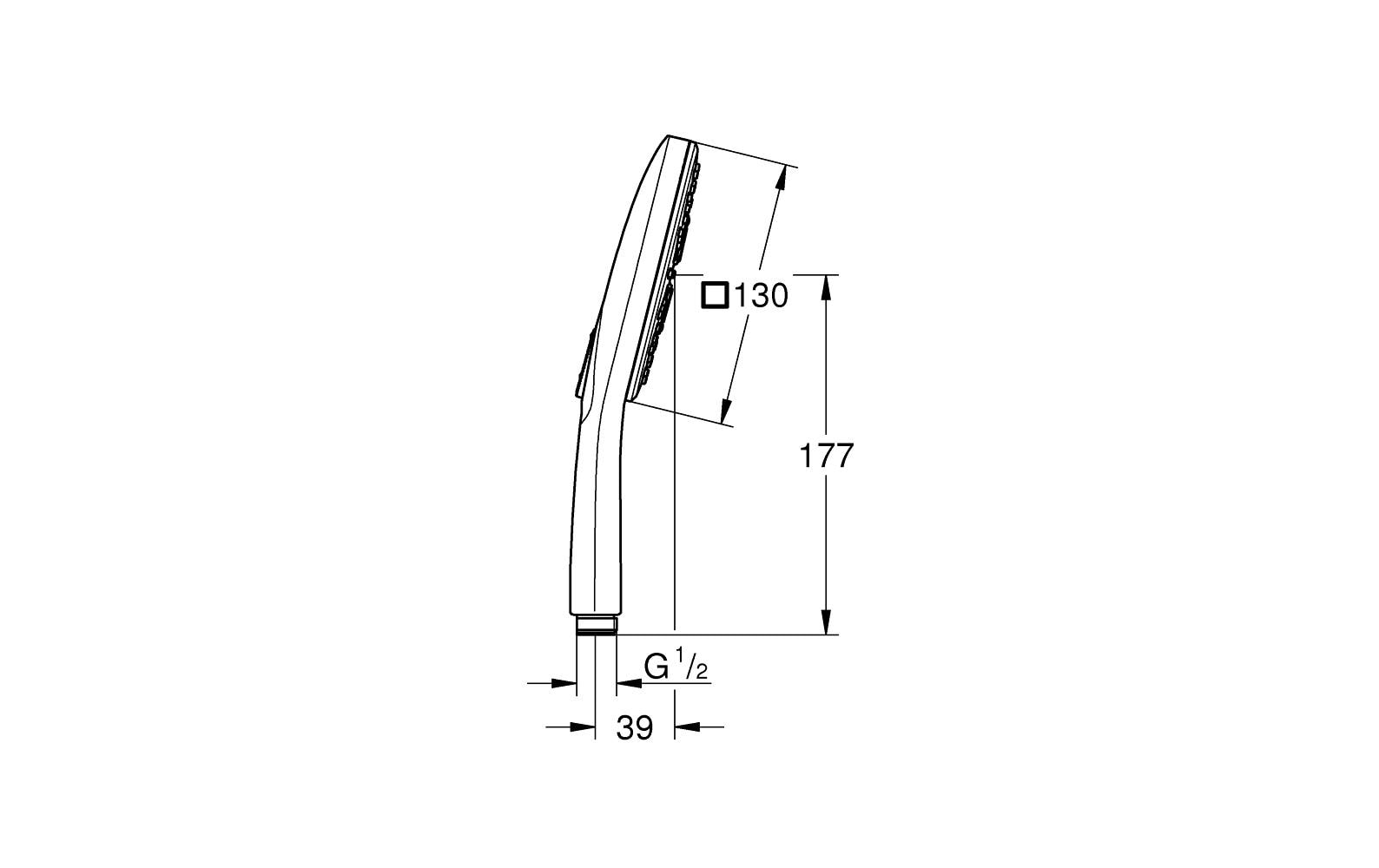 GROHE Handbrause Rainshower 130 – Chromstahl, 3 Strahlarten, Weiss