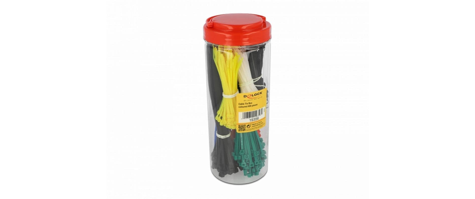 DeLOCK Kabelbinder, 2,5×300 mm, 600er-Pack, wiederverwendbar – mehrfarbig