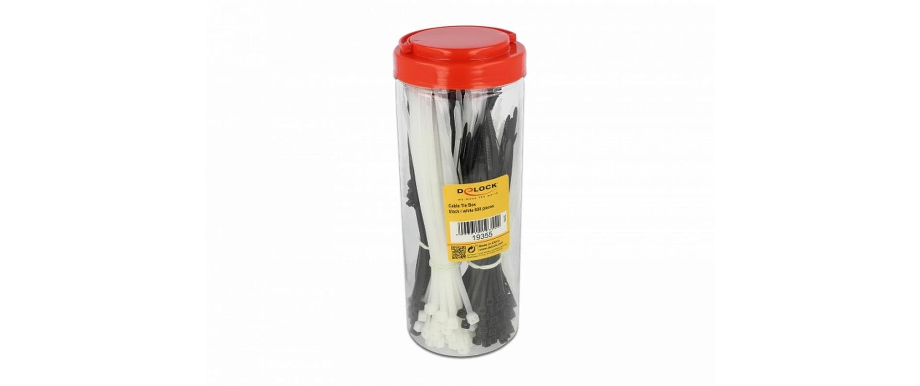 DeLOCK Kabelbinder, 2,5 mm × 0,15 m, schwarz, weiss, 600 Stück