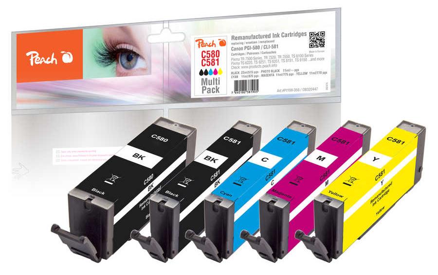 Peach Tintenpatronen-Multipack, kompatibel – für Canon Pixma TR 7500 Serie, TR 7520, TR 7550 usw.