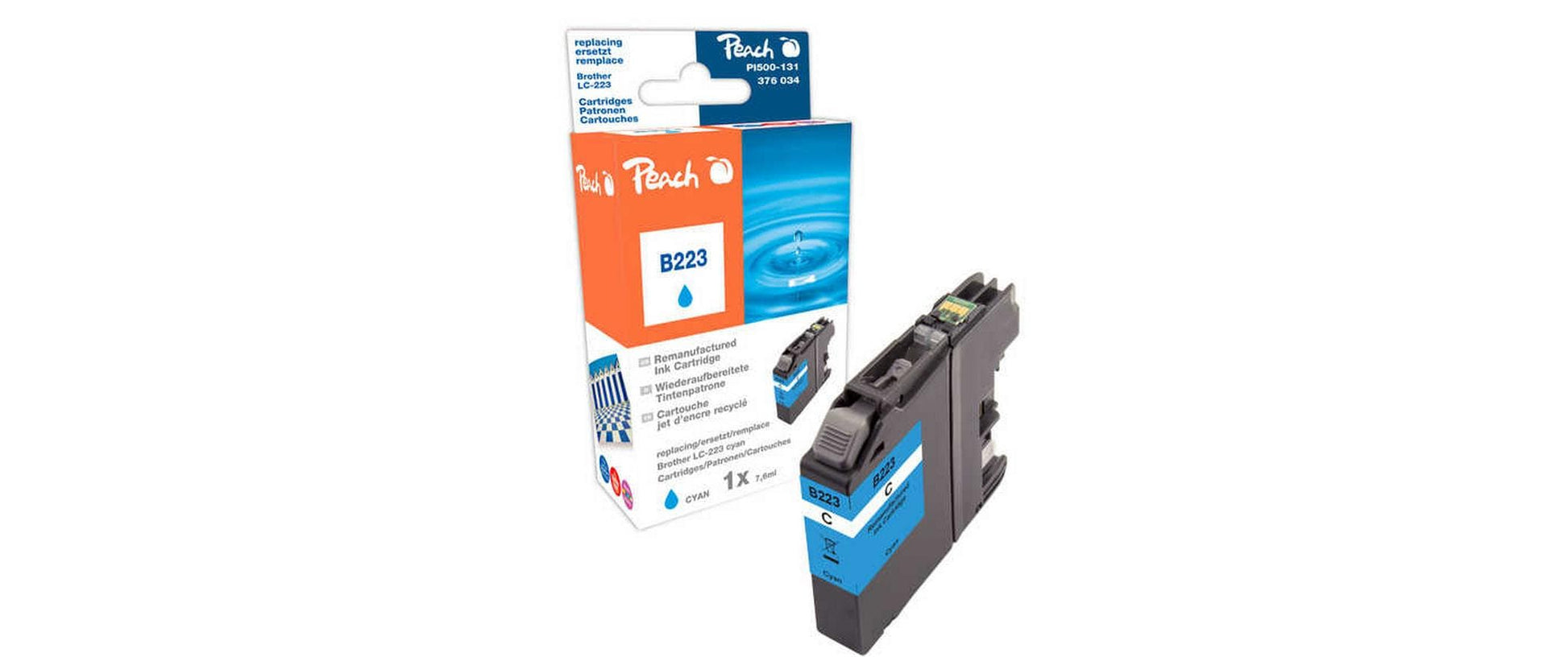 Peach LC-223C Cyan Tintenpatrone (Kompatibel) – 760 Seiten – für Brother DCPJ 562/4120, MFCJ 480/680/880 …