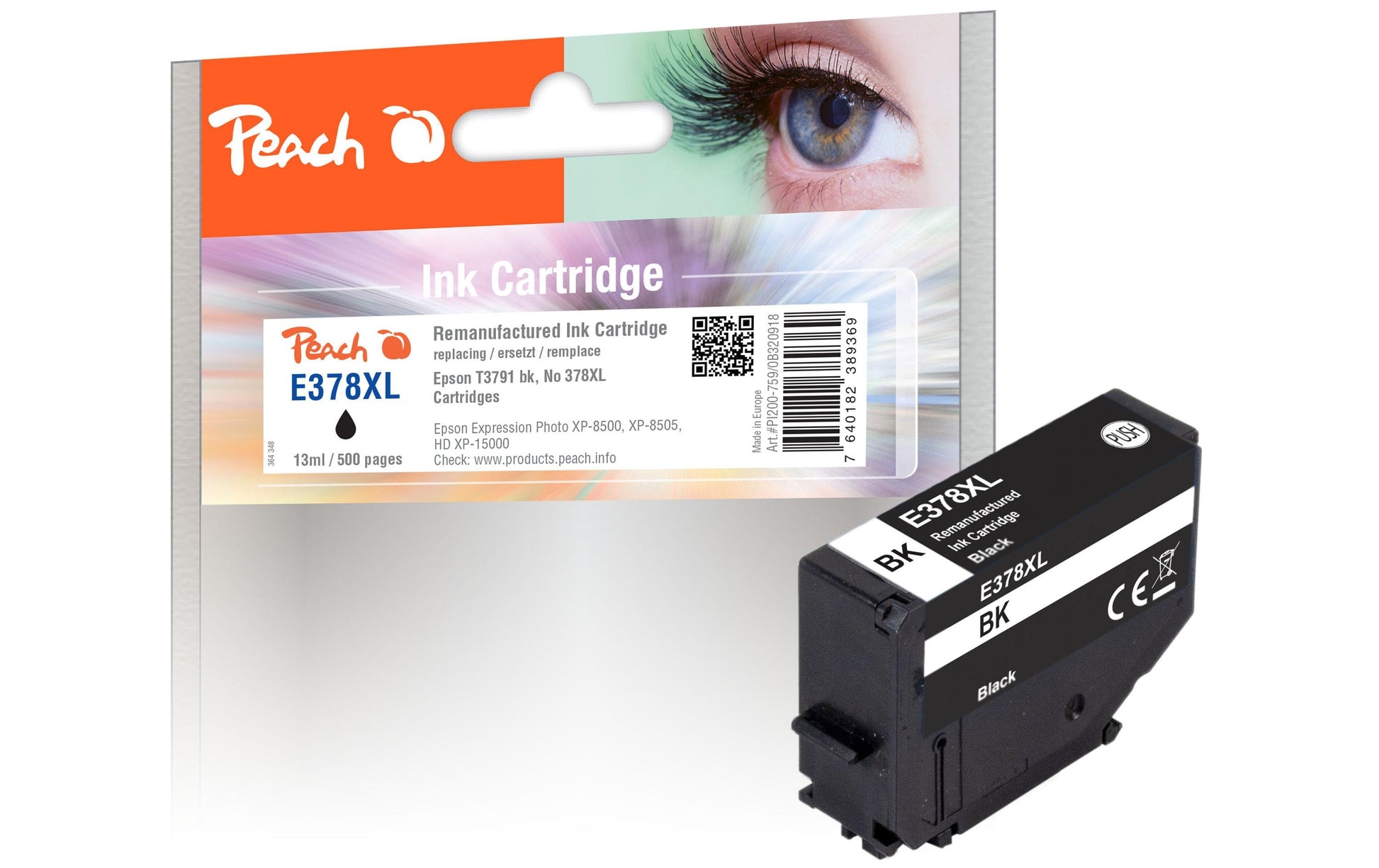 Peach T3791XL Schwarz Tintenpatrone (Kompatibel) – 500 Seiten – für Epson XP-15000/XP-8000/XP-8500 …