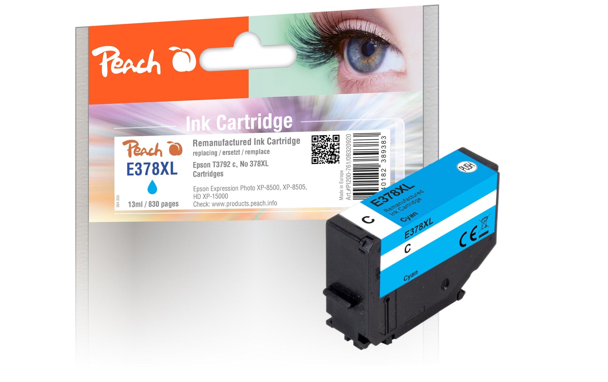Peach T3792XL Cyan Tintenpatrone (Kompatibel) – 830 Seiten – für Epson XP-15000/XP-8000/XP-8500