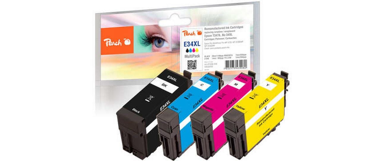 Peach Tintenpatronen-Multipack, CMYK, XL, kompatibel – für Epson WorkForce Pro WF-3700/3720/3725 und andere