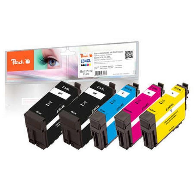 Peach Tintenpatronen-Multipack CMYK, XL, 5er-Pack, kompatibel – für Epson WF-3700 Serie und andere