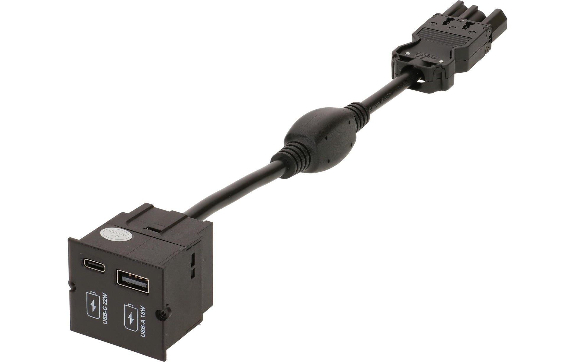 Bachmann 917.227 USB-Ladegerät 45 W – USB-C×1, USB-A×1, Überspannungsschutz, IP20 – Schwarz