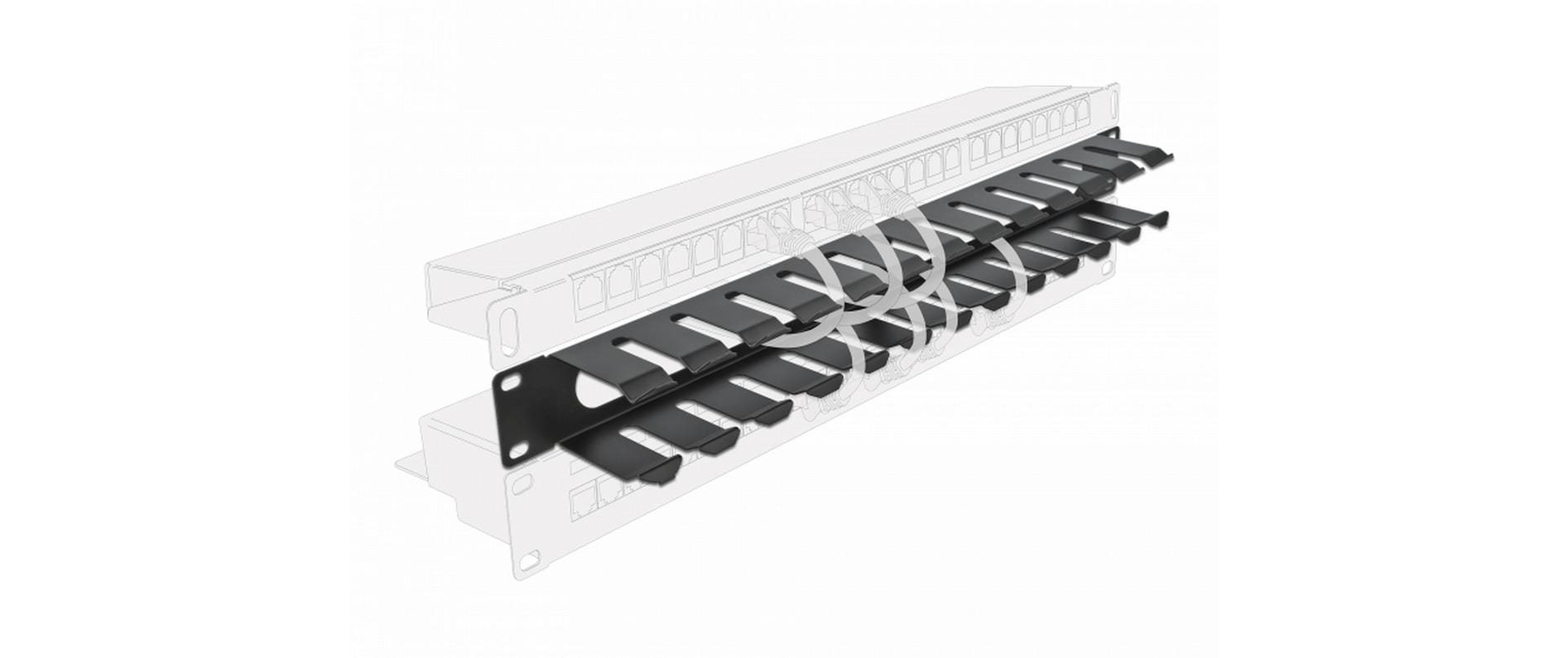 DeLOCK Bürstenleiste 19", 1U, Schwarz, Metall