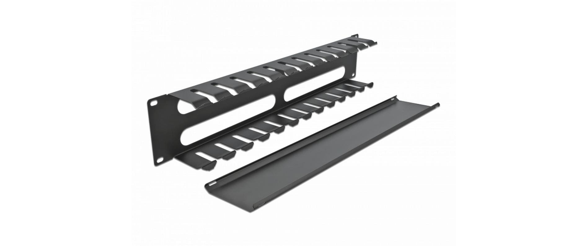 DeLOCK 19" Rangierpanel, 2U, 4 Öffnungen, Montageset, Metall – Schwarz