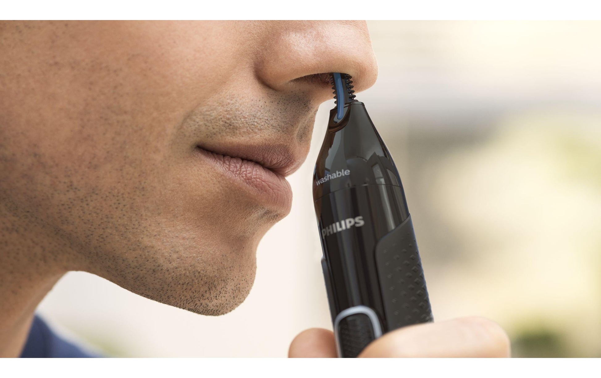 Philips Nasen- & Ohrenhaartrimmer NT5650/16 – 3 Kammaufsätze, batteriebetrieben – schwarz, Edelstahlmesser