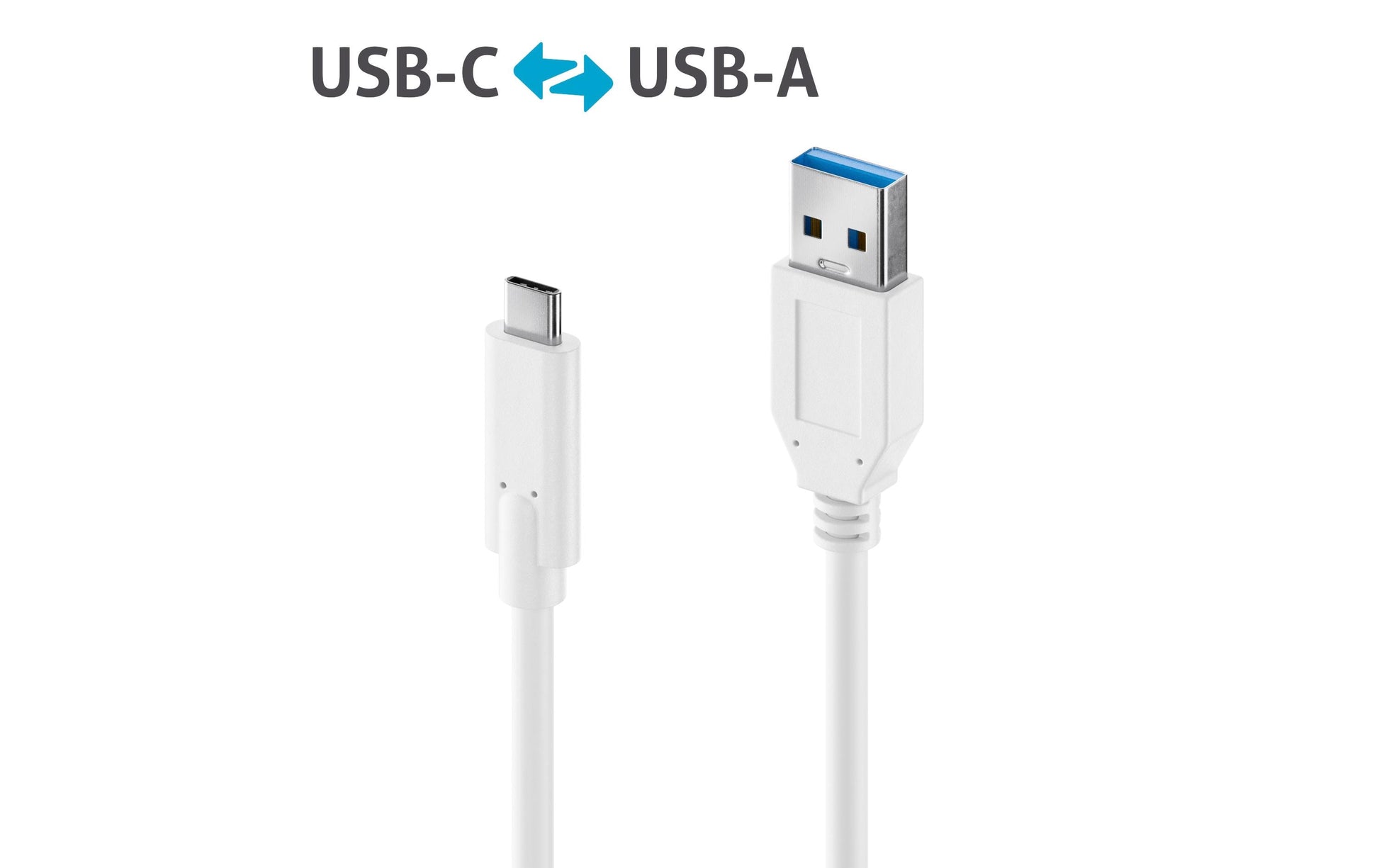 PureLink USB-A auf USB-C Kabel – USB 3.2 Gen 2 (10 Gbit/s) – 1 m – PD 60 W – Weiss