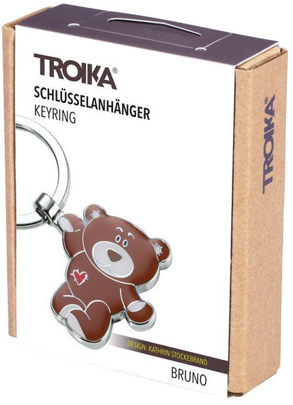 TROIKA Schlüsselanhänger Teddybär Bruno – Metall, Braun, 6er-Pack