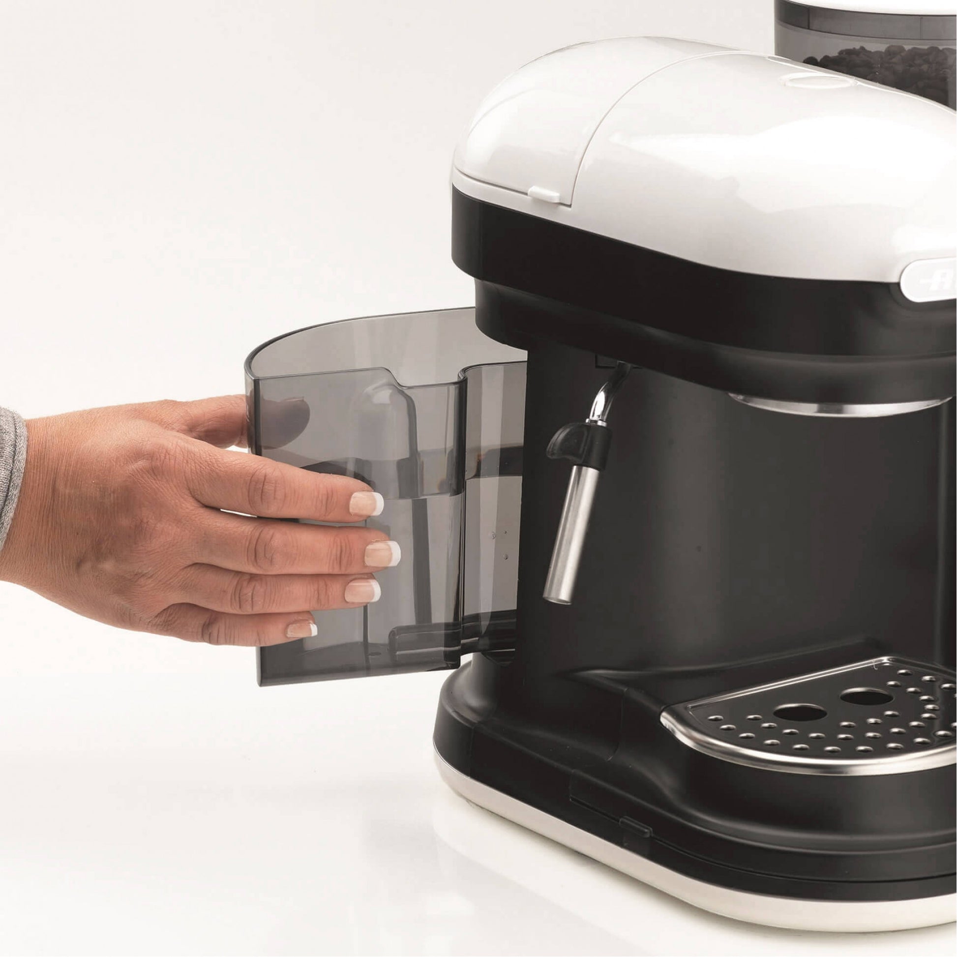 Ariete Espressomaschine ARI-1318-MOD-WH – 0,8 l, Mahlwerk & Milchaufschäumer, 1080 W – Weiss