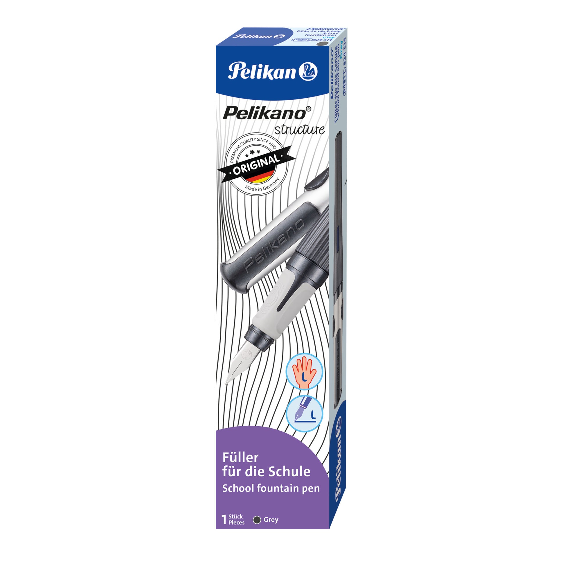 Pelikano Structure – Füllfederhalter – L, für Linkshänder – Grau – Edelstahl