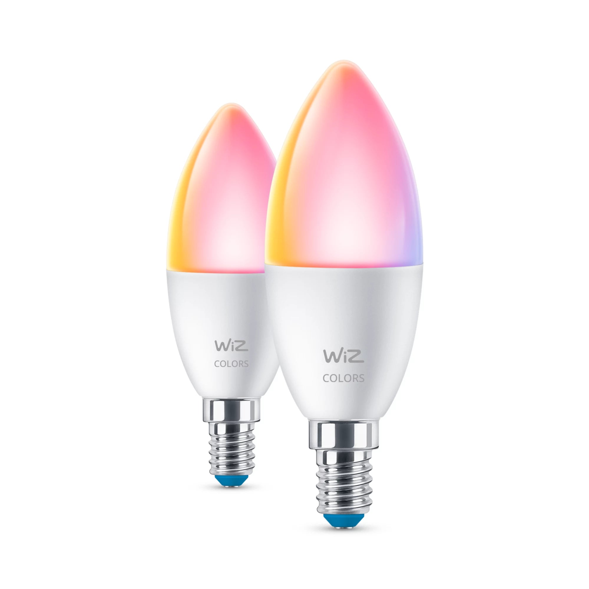 WiZ Smart-Leuchtmittel E14 C37 – RGB+CCT 2200–6500 K, 470 lm, 4,9 W, WLAN/Bluetooth – 2 Stk.