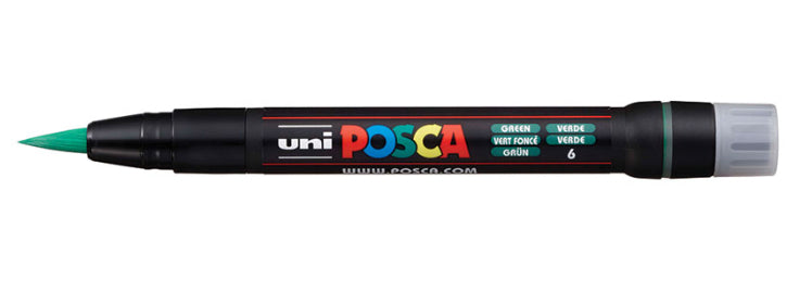 Uni-Ball POSCA PCF-350 Acrylmarker – Pinselspitze 1–10 mm – Grün – für Glas, Metall und Kunststoff