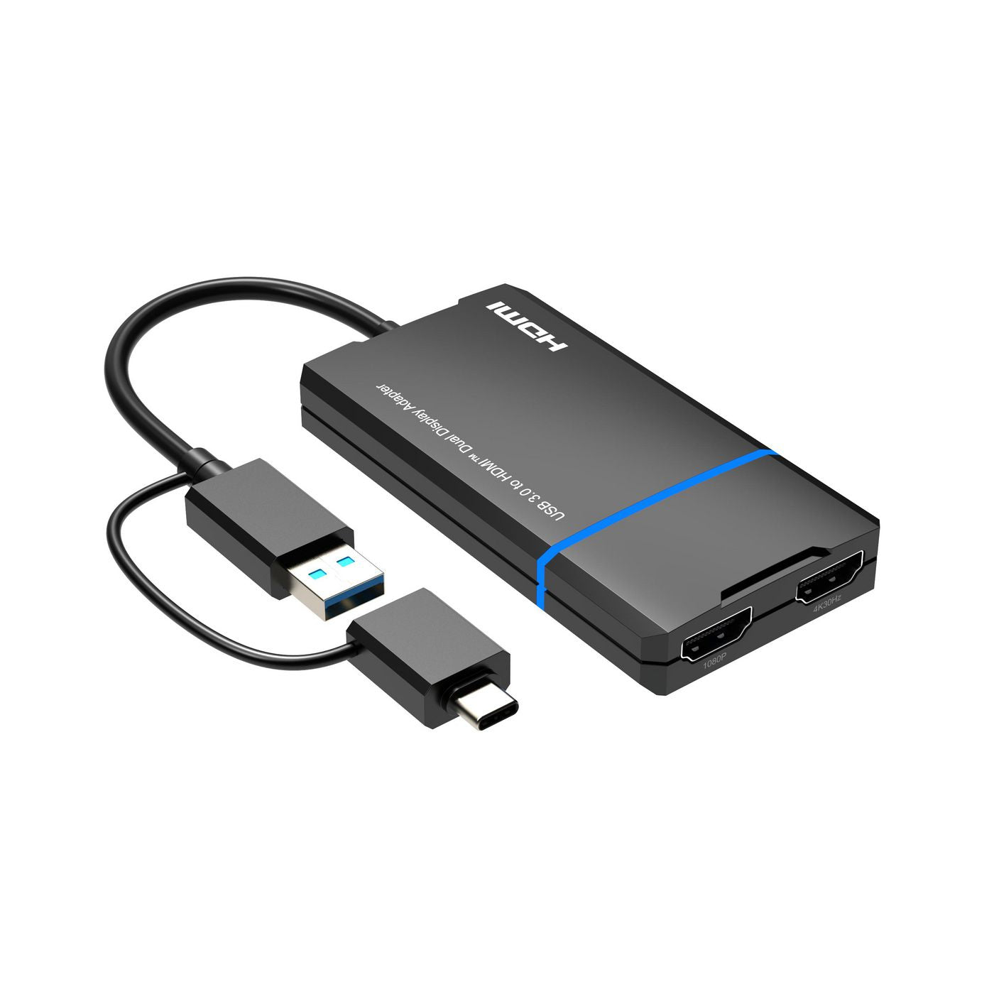 Microconnect Multi-Monitor-Adapter USB-C/USB-A zu 2× HDMI – Video-Ausfunktion, Umschaltbar per Klick