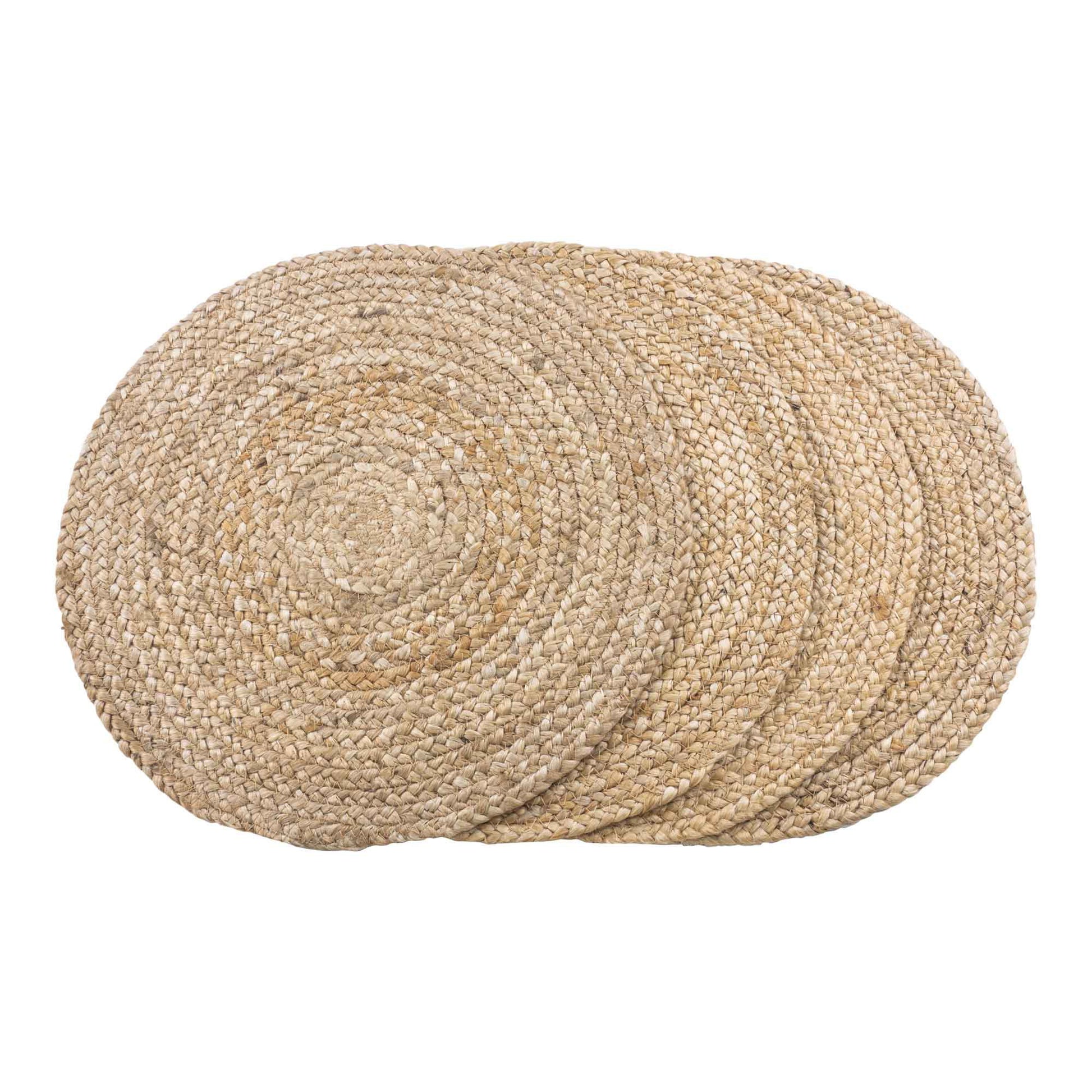 House Nordic Tischset Bombay – rund, Jute, natur, Ø38 cm – 4er-Set