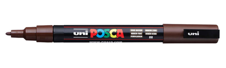 Uni-Ball POSCA Kreativ-/Pigmentmarker – braun, feucht abwischbar, schnell trocknend – für viele Oberflächen