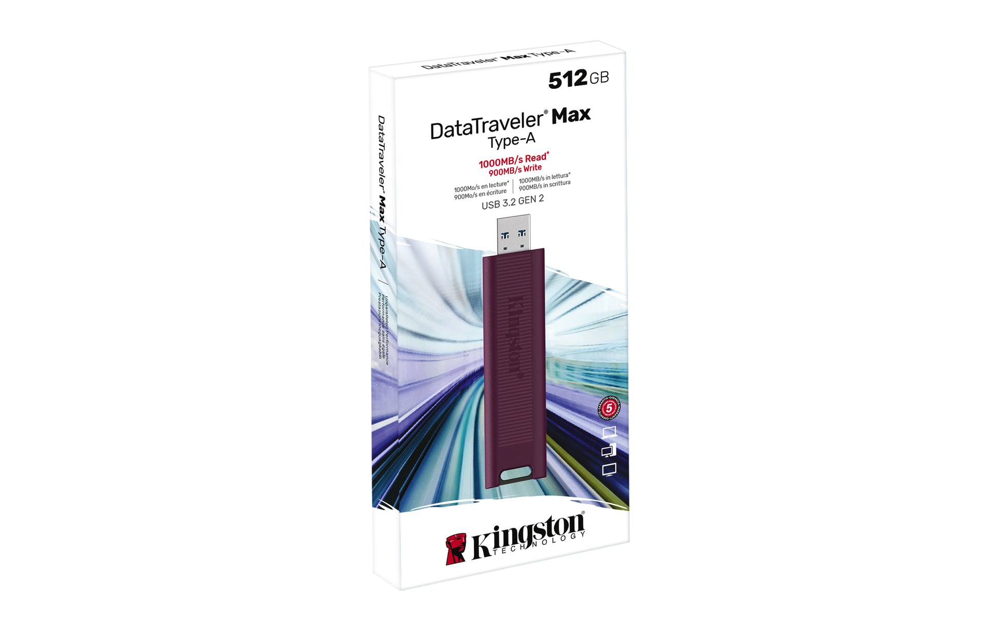 Kingston Technology Kingston DataTraveler Max USB-Stick – 512 GB, USB 3.2 (Typ A), Lesen/Schreiben 1000/900 MB/s