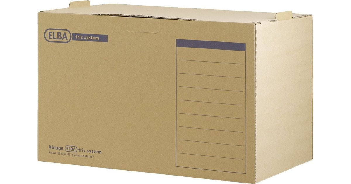 Elba Archivschachtel – für A4, B 350 × H 319 × T 492 mm, Verschlusslasche, stapelbar, beige, Karton, 5 Stück