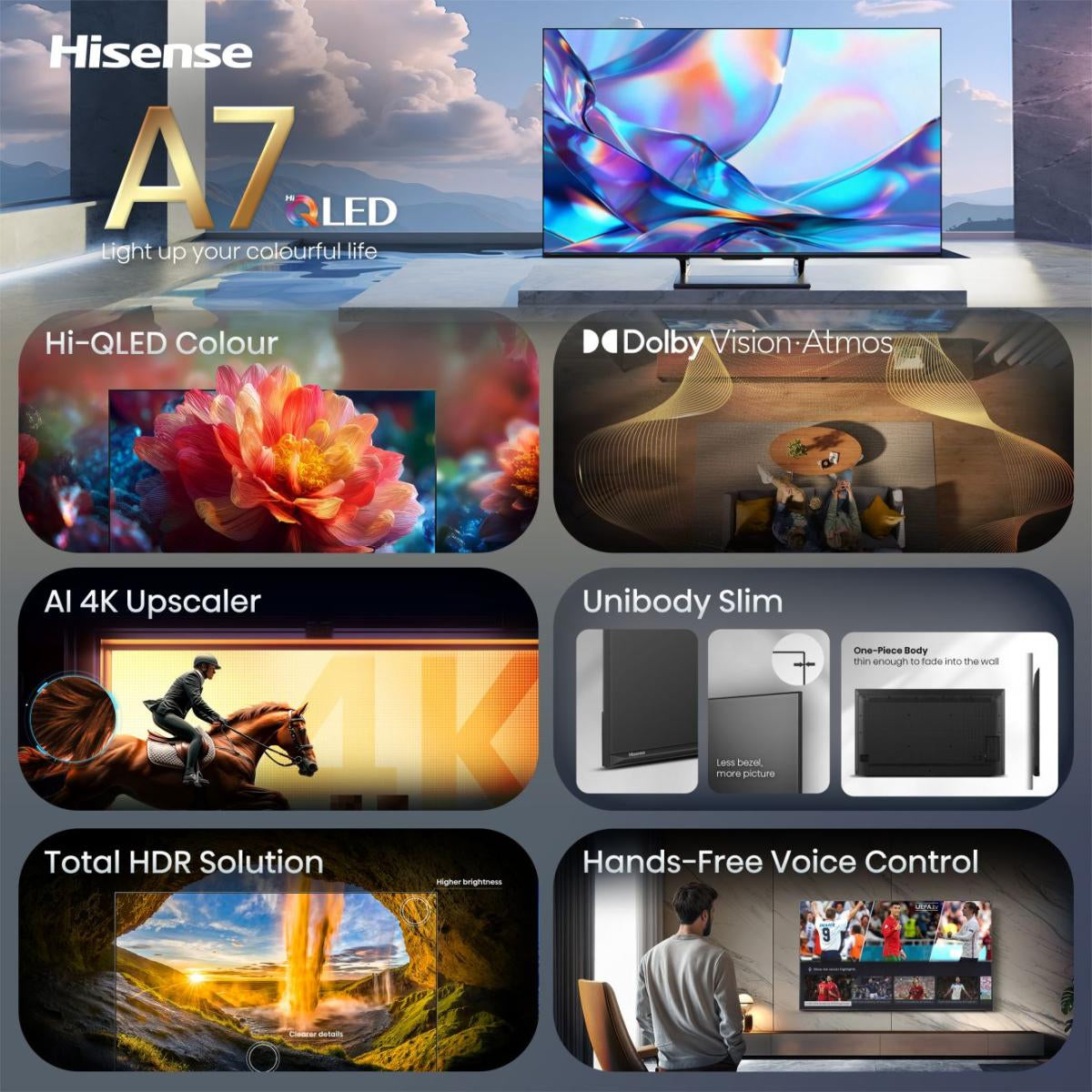 Hisense 50A7DS – 50" TV – 4K UHD – QLED – VIDAA – 60 Hz – Dolby Vision IQ, HDR10+