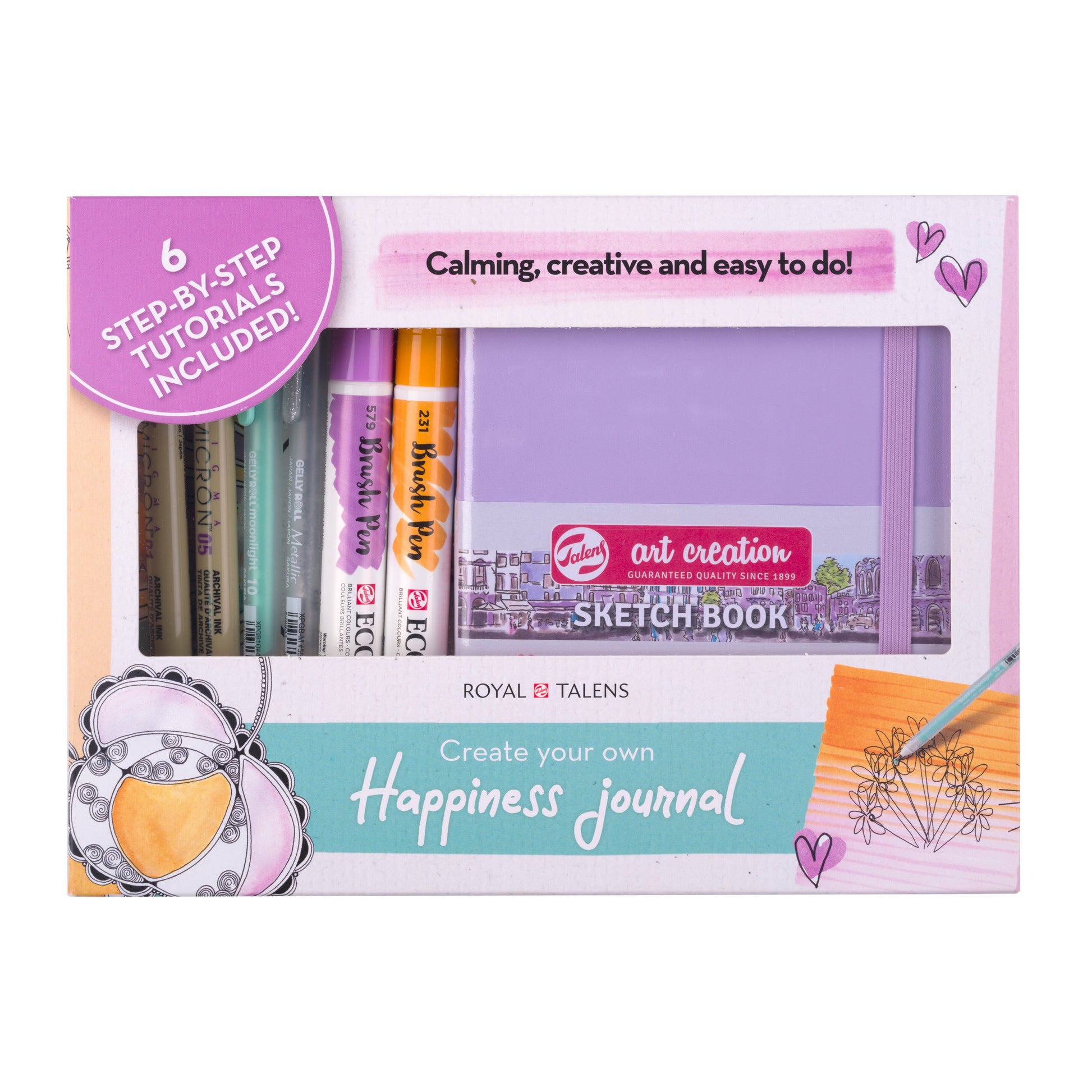 Talens Journaling-Set Handlettering Happiness Journal – 2 Faserschreiber – 1200 × 1200 mm