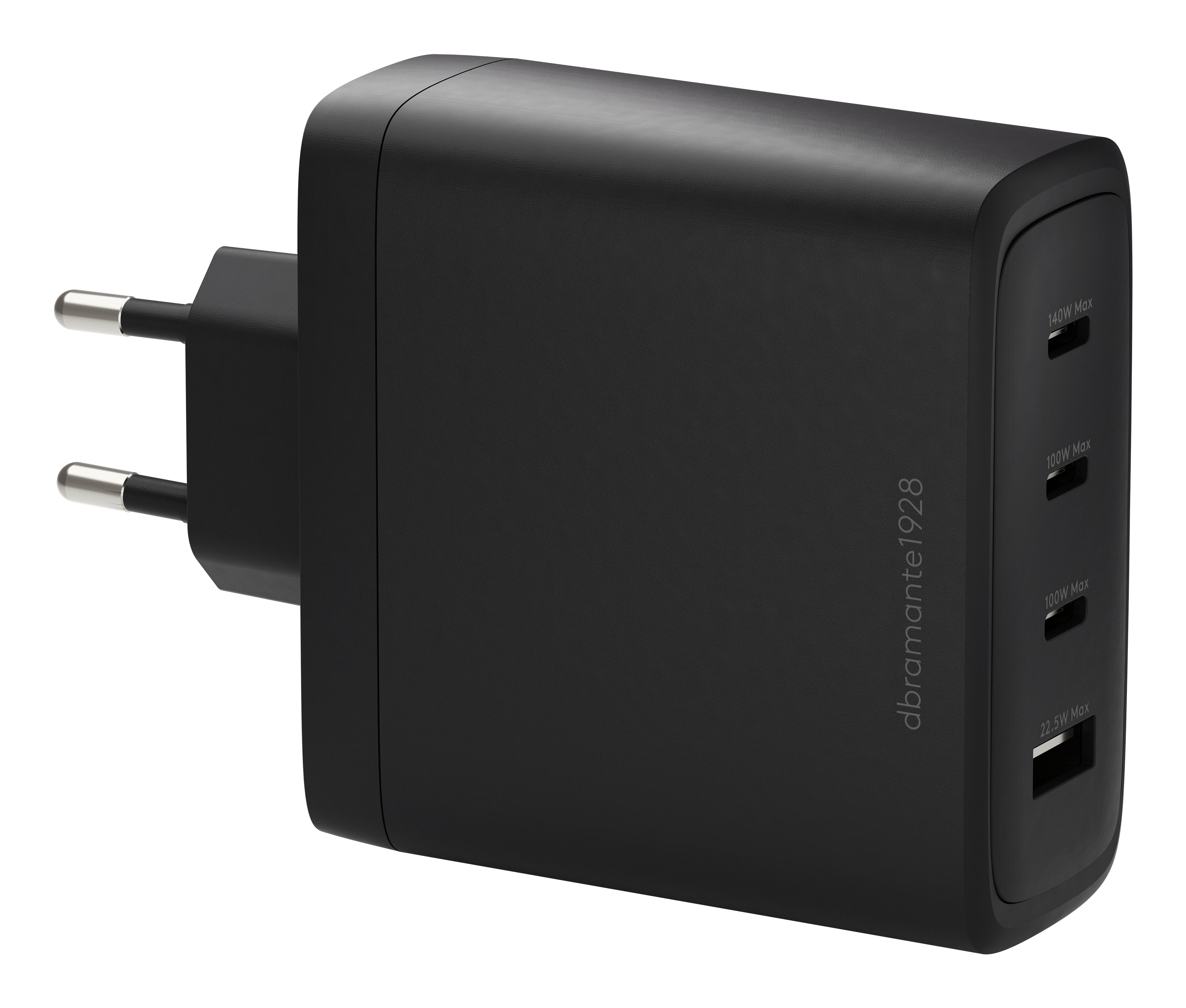 dbramante1928 CI14EUBL7231 USB-Ladegerät 140 W – USB-C×3, USB-A×1 – für Laptop, Smartphone, Tablets