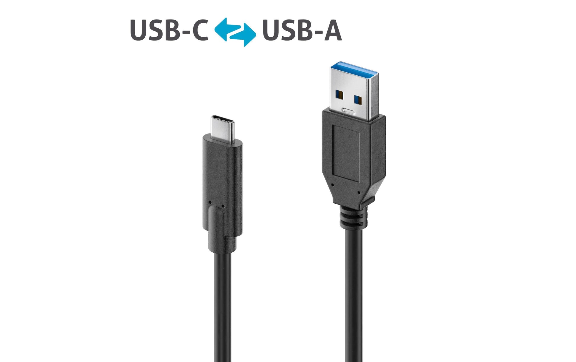 PureLink USB-A auf USB-C Kabel – USB 3.2 Gen 2 (10 Gbit/s) – 0,5 m – PD 60 W – PVC-Mantel – Schwarz