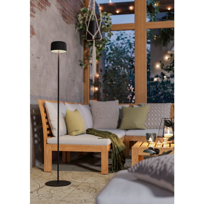 EGLO Aussen-Stehleuchte Roccanova-L – 120 cm – 270 lm, 3000 K – IP44 – Akku & Solar, Touch – Schwarz, Stahl