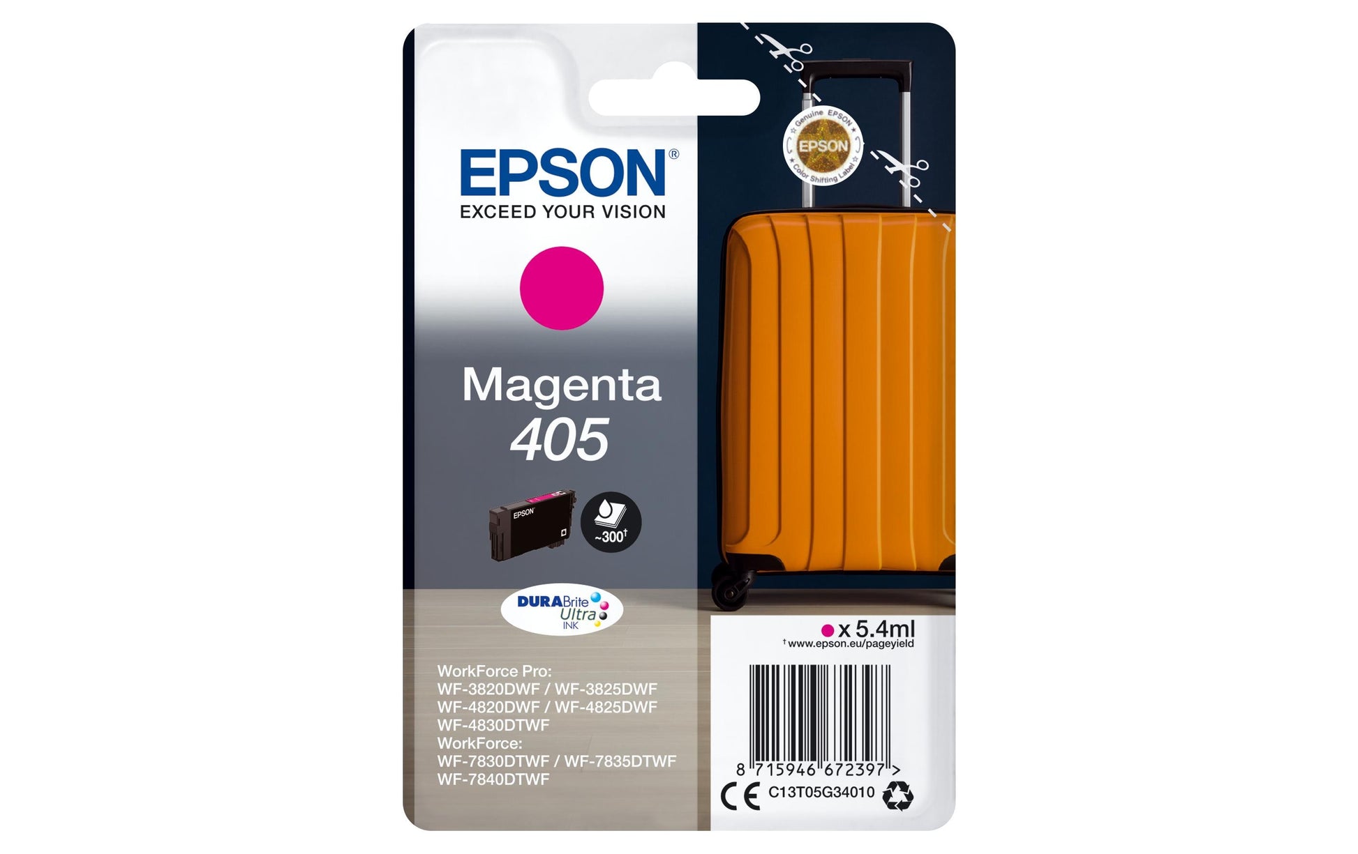 Epson Tintenpatrone 405, Magenta, 5,4 ml – für Tintenstrahldrucker und Multifunktionsgeräte