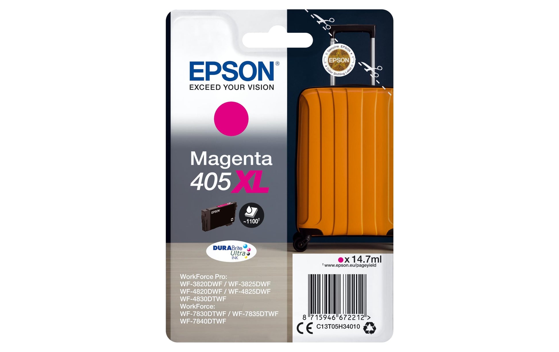 Epson Tintenpatrone 405XL, Magenta, 14,7 ml – für Tintenstrahldrucker/Multifunktionsgeräte