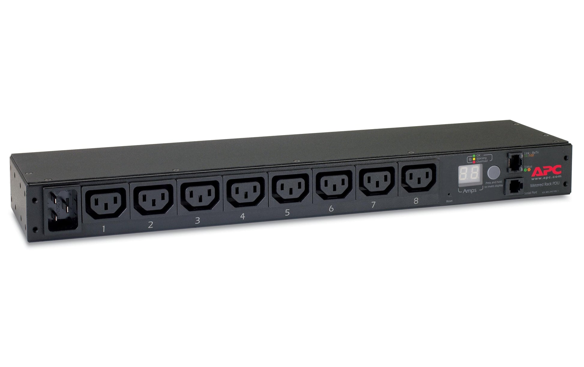 APC Rack-PDU (mit Messfunktion) 3680 W – 16 A 200–230 V, 1U – C13×8, Eingang IEC C20 – schwarz