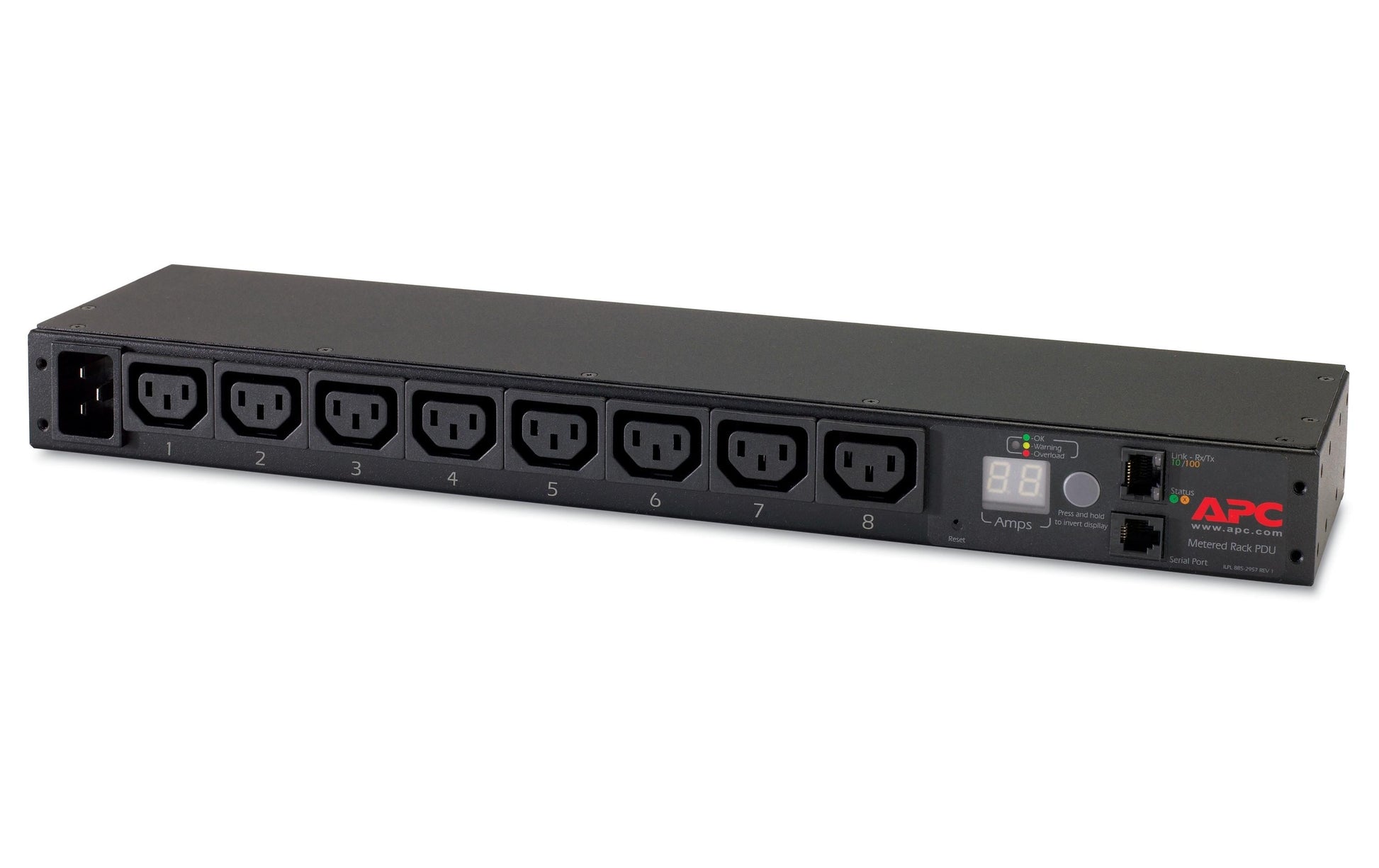 APC Rack-PDU (mit Messfunktion) 3680 W – 16 A 200–230 V, 1U – C13×8, Eingang IEC C20 – schwarz