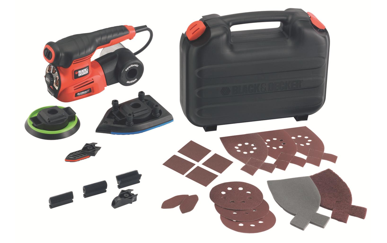 Black & Decker Multischleifer KA280K – 220 W – Klettfix, Ø 125 mm – 2 Stufen