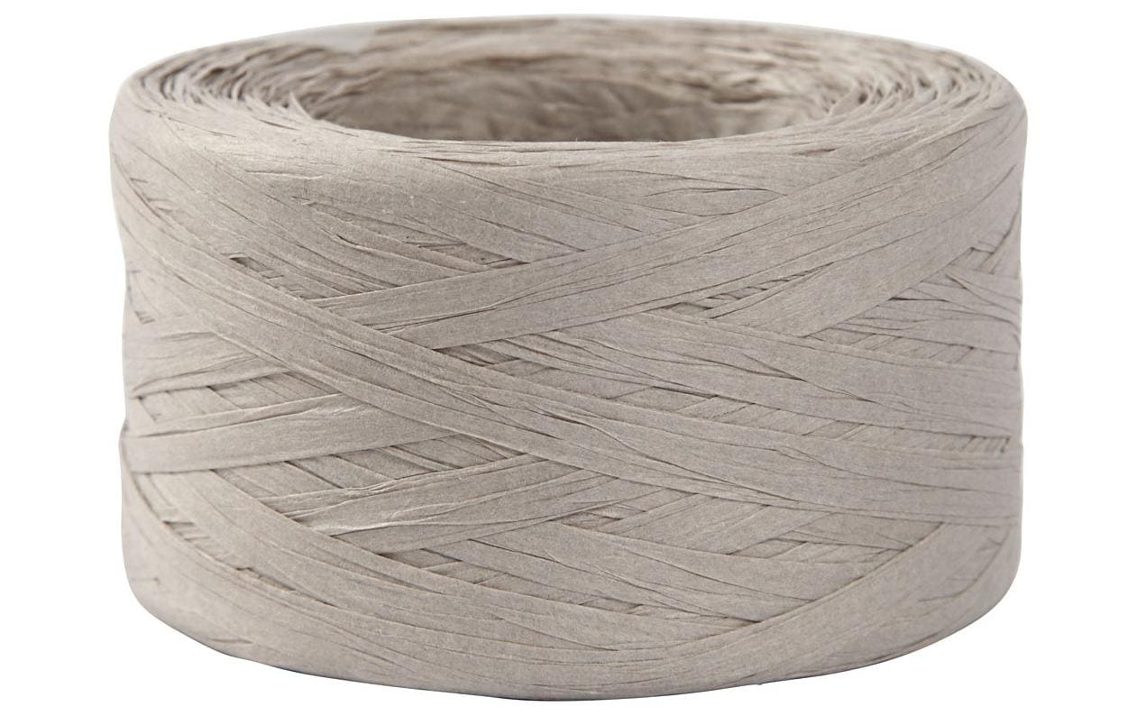 Creativ Company Geschenkband Papier Raffiabast Hellgrau – 8 mm × 100 m